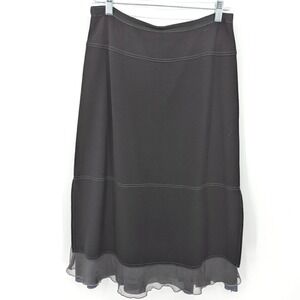 Neesh by D.A.R. Midi Skirt Women Medium Black Wool Blend Sheer Ruffle Whimsygoth